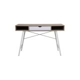 Mesa de Estudio y Trabajo con Cajones, Blanco y Roble, 120x48x76cm, Patas Metálicas - Moderna y Duradera