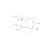 Buffet con 4 Puertas y Estantes en Melamina Blanco y Natural, 180x44.5x75 cm