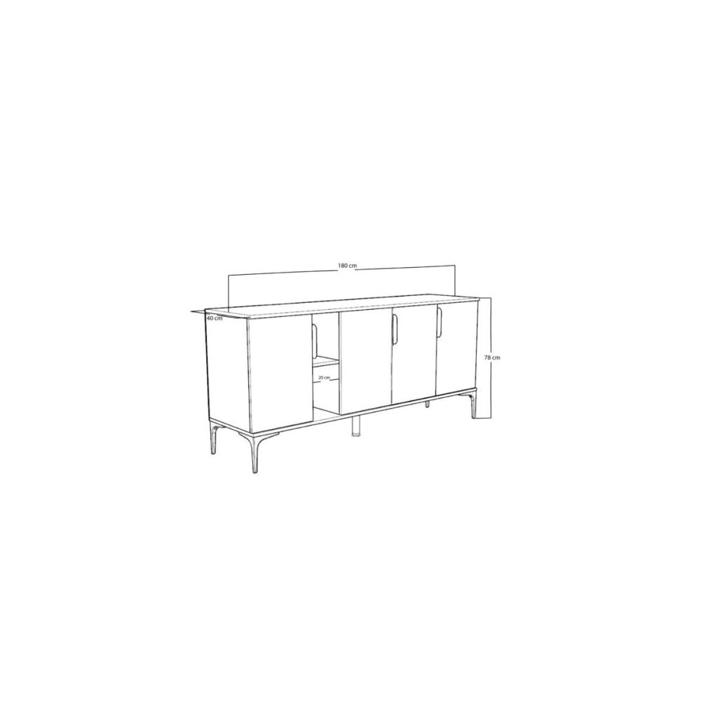 Buffet en Melamina Blanco, 180x40x78 cm, Diseño Moderno y Duradero