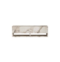 Mueble TV Moderno con 1 Puerta y Estantes en Melamina Color Mármol Marfil - 100x31.5x29.6cm