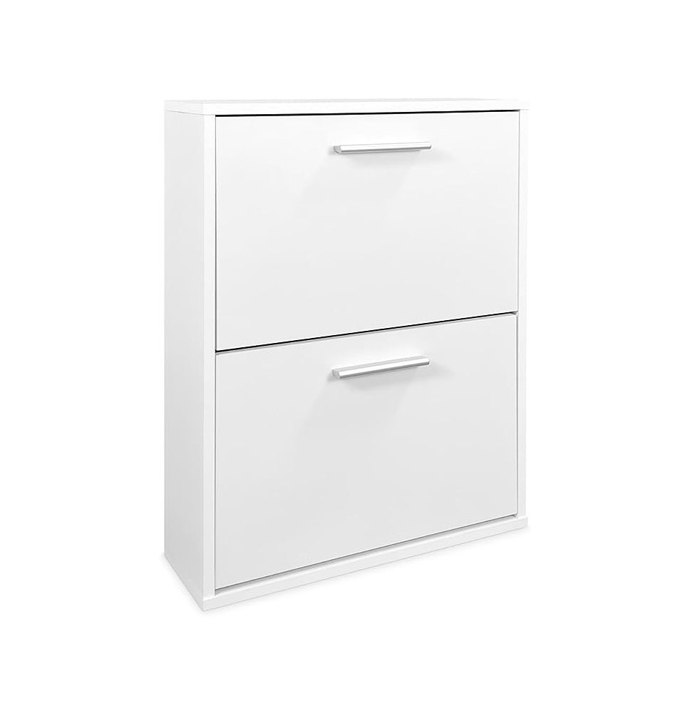Zapatero con 2 Puertas, Mueble para Zapatos Estrecho en Color Blanco, Medidas: 73 cm (Alto) x 54 cm (Ancho) x 18 cm (Fondo) Zapatero con 2 Puertas, Mueble para Zapatos Estrecho en Color Blanco, Medidas: 73 cm (Alto) x 54 cm (Ancho) x 18 cm (Fondo)