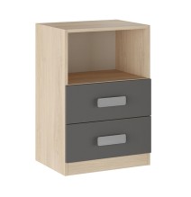 Mesita de noche - Dormitorio o Mesa Auxiliar Salón, Natural y Grafito Veteado, 47.5 x 73 x 39.6 Cm