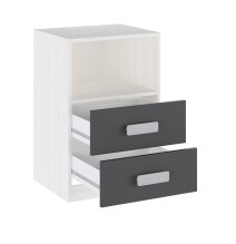 Mesita de noche - Dormitorio o Mesa Auxiliar Salón, Blanco y Negro Veteado, 47.5 x 73 x 39.6 Cm