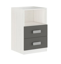 Mesita de noche - Dormitorio o Mesa Auxiliar Salón, Blanco y Negro Veteado, 47.5 x 73 x 39.6 Cm