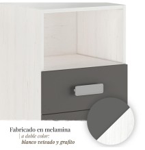 Mesita de noche - Dormitorio o Mesa Auxiliar Salón, Blanco y Negro Veteado, 47.5 x 73 x 39.6 Cm