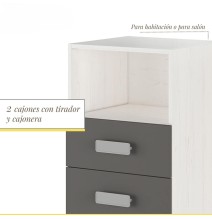 Mesita de noche - Dormitorio o Mesa Auxiliar Salón, Blanco y Negro Veteado, 47.5 x 73 x 39.6 Cm