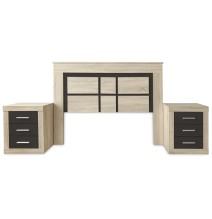 BricoExpo - Pack Cabecero de 160 x 120 cm + 2 Mesitas de Noche | Color Cambria y Grafito (para Cama de 135-140 o 160)