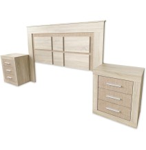 BricoExpo - Pack Cabecero de 160 x 120 cm + 2 Mesitas de Noche | Color Puccini y Textil (para Cama de 135-140 o 160)