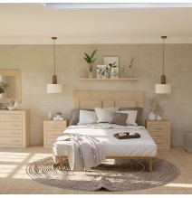 Mesita de Noche, Mesilla de Dormitorio, Color Madera, Medidas: 50 cm (Lar) x 34,6 cm (Fon) x 60 cm (Al)