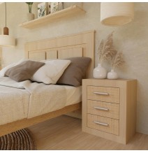 Mesita de Noche, Mesilla de Dormitorio, Color Madera, Medidas: 50 cm (Lar) x 34,6 cm (Fon) x 60 cm (Al)