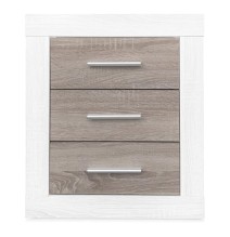 Mesita de Noche, Mesilla de Dormitorio, Color Pino y Gris, Medidas: 50 cm (Lar) x 34,6 cm (Fon) x 60 cm (Al)