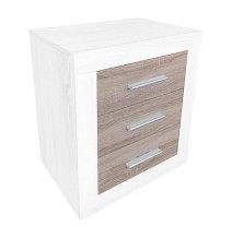 Mesita de Noche, Mesilla de Dormitorio, Color Pino y Gris, Medidas: 50 cm (Lar) x 34,6 cm (Fon) x 60 cm (Al)