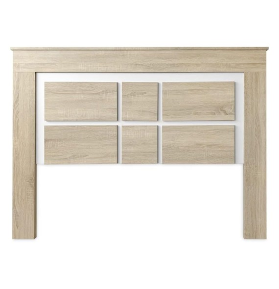 Cabezal para Cama de Matrimonio con patas, Color Cambria y Blanco, Medidas: 160 cm (Ancho) x 119,3 cm (Alto) x 3,8 cm (Fondo)