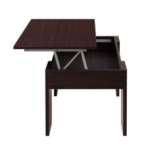 Mesa de Centro Elevable, Mesita de Salón o Comedor, Acabado en Color Wengue, Medidas: 90 cm (An) x 50 cm (Fon) x 46-57 cm (Al)