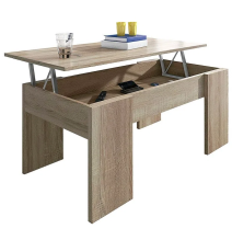 Mesa de Centro Elevable, Para Salón o Comedor,Acabado en Color Cambria, Medidas: 90 cm (An) x 50 cm (Fon) x 46-57 cm (Al)