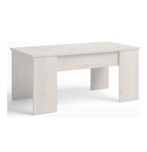 Mesa de Centro Elevable, Mesita de Salón, Acabado en Color Gris Polar, Medidas: 90 cm (An) x 50 cm (Fo) x 46-57 cm (Al)