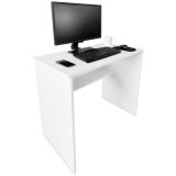 Mesa de Escritorio, Acabada en Blanco, Mesa para Pc con balda interior, Medidas: 90 cm (Ancho) x 49,5 cm (Fondo) x 77 cm (Alto)