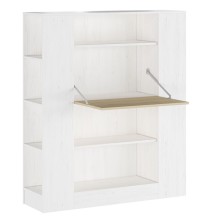 Estantería con Escritorio, Mesa de Ordenador, Acabado en Blanco y Madera, Medidas: 119,6 cm (Largo) x 139,6 cm (Alto) x 34,5