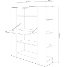 Estantería con Escritorio, Mesa de Ordenador, Acabado en Blanco y Madera, Medidas: 119,6 cm (Largo) x 139,6 cm (Alto) x 34,5