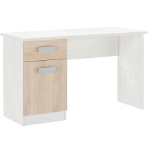 Mesa de Estudio, Escritorio con 2 Cajones, Mesa de Ordenador, Acabado en Color Blanco y Natural 70.8 x 120 x 49.8 cm
