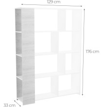 Conjunto de Salón Mueble Completo: Bajo TV, Mueble Bar, Estantería y Mueble Colgar - Estilo Roble y Blanco.