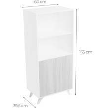 Conjunto de Salón Mueble Completo: Bajo TV, Mueble Bar, Estantería y Mueble Colgar - Estilo Roble y Blanco.