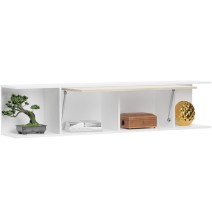 Mueble de TV de Diseño Nórdico + Modulo Alto,2 Estantes y 2 Puertas,Cambrian-Blanco, 49cm(Al) x 180cm (An) x 40cm (Fon)