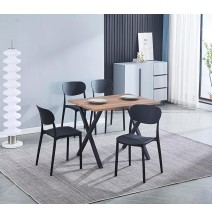 Pack 5 Sillas Cocina Color Negro de plastico Polipropileno, Silla de Comedor Medidas: 40 cm (Anc) x 55 cm (Lar) x 80 cm (Al)