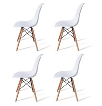 Conjunto Mesa y Sillas Nórdicas: Mesa Blanca (80x80x76 cm) + 4 Sillas con Patas de Madera Haya (46,5 x 48 x 82 cm)
