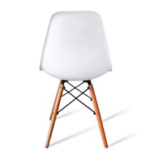 Conjunto Mesa y Sillas Nórdicas: Mesa Blanca (80x80x76 cm) + 4 Sillas con Patas de Madera Haya (46,5 x 48 x 82 cm)