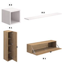 Meyvaser Mueble de salón y TV Conjunto muebles de salón apilable 196 Cm Ancho Color Madera y Blanco