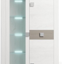 Mueble de Salón Moderno con Leds, Acabado en Andersen Pino -Gris, Medidas: 300 cm (Anc) x 200 cm (Al) 40 cm (Fon)