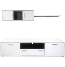 Meyvaser Mueble de salón y TV Composición para salón 200 Cm Color Blanco Gran Espacio Almacenamiento