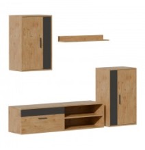 Mueble de Salón Modular Completo| Mueble para Televisión | Color Roble Nudoso y Negro