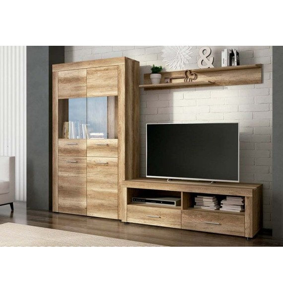 Mueble de Comedor, Mueble Salón, Acabado en Color Cañón, Medidas: 235 cm (Ancho) x 177 cm (Alto) x 41,4 cm (Fondo)
