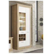 Mueble de Comedor, Mueble Salón, Acabado en Blanco y Cambria, Medidas: 276 cm (Ancho) x 201,6 cm (Alto) x 41,8 cm (Fondo)