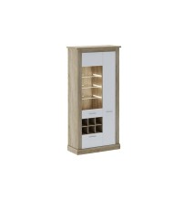 Mueble de Comedor, Mueble Salón, Acabado en Blanco y Cambria, Medidas: 276 cm (Ancho) x 201,6 cm (Alto) x 41,8 cm (Fondo)