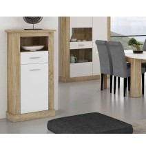 Mueble de Comedor, Mueble Salón, Acabado en Blanco y Cambria, Medidas: 297 cm (Ancho) x 201,6 cm (Alto) x 41,8 cm (Fondo)
