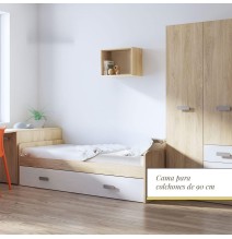 Cama Nido de Melamina Color Puccini Andersen – Ancho 194,4 cm x Fondo 98 cm x Alto 58 cm, Ideal para Habitaciones Juveniles.