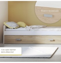 Cama Nido de Melamina Color Andersen y Puccini – Ancho 194,4 cm x Fondo 98 cm x Alto 58 cm, Ideal para Habitaciones Juveniles.
