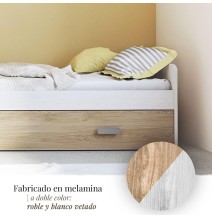 Cama Nido de Melamina Color Andersen y Puccini – Ancho 194,4 cm x Fondo 98 cm x Alto 58 cm, Ideal para Habitaciones Juveniles.