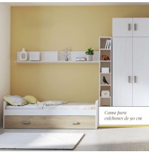 Cama Nido de Melamina Color Andersen y Puccini – Ancho 194,4 cm x Fondo 98 cm x Alto 58 cm, Ideal para Habitaciones Juveniles.