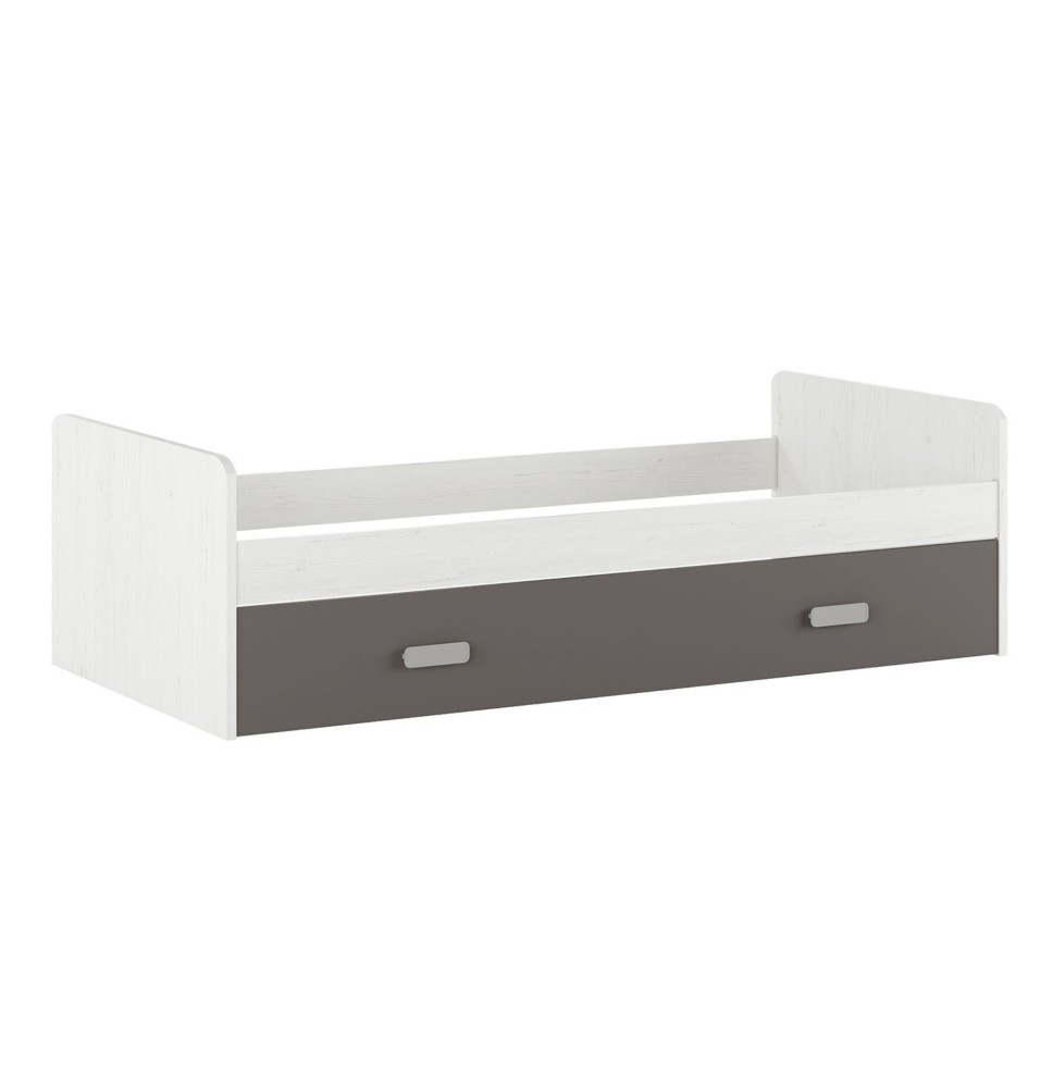 Cama Nido de Melamina Color Andersen y Grafito – Ancho 194,4 cm x Fondo 98 cm x Alto 58 cm, Ideal para Habitaciones Juveniles.