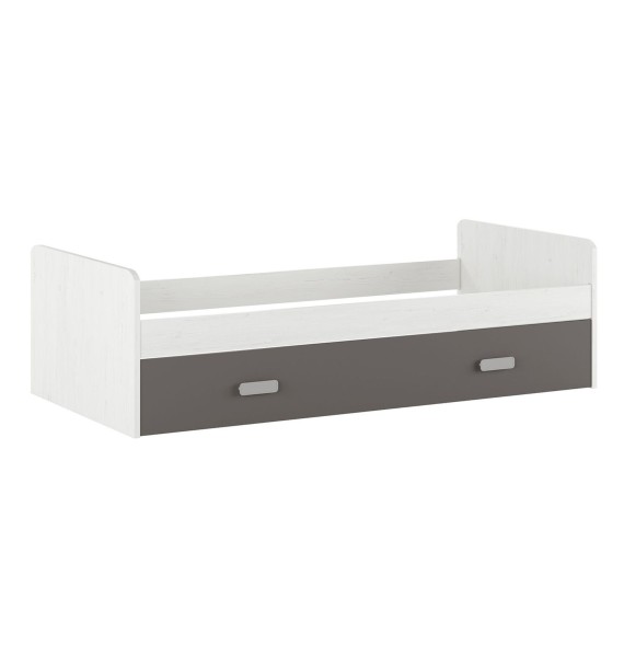 Cama Nido de Melamina Color Andersen y Grafito – Ancho 194,4 cm x Fondo 98 cm x Alto 58 cm, Ideal para Habitaciones Juveniles.
