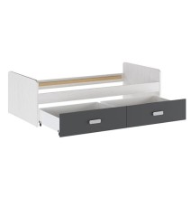 Cama Nido con 2 Cajones de Almacenaje – Blanco Veteado y Grafito, 194,4 cm Largo x 98 cm Ancho x 58 cm Alto