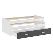 Cama Nido Juvenil Doble con Cajones de Almacenaje – Blanco Veteado y Grafito, 198.4 cm Largo x 98 cm Ancho x 72 cm Alto