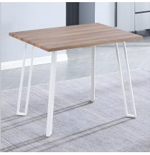 Mesa Comedor en Madera Estilo Industrial, Patas metálicas Blancas, Medidas 100 cm (Lar) x 70 cm (Anc) 76 cm (Al)