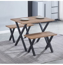 Mesa comedor + 2 taburetes: Mesa madera y Patas Metálicas En Negro (76x100x70 Cm) + 2 Taburetes (45x80x35 Cm )