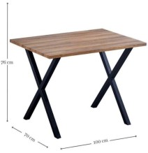 Mesa comedor + 2 taburetes: Mesa madera y Patas Metálicas En Negro (76x100x70 Cm) + 2 Taburetes (45x80x35 Cm )