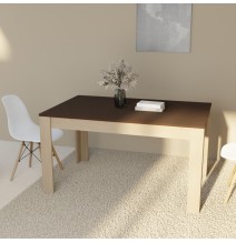 Mesa de Comedor, Mesa de Salón Fija, Color Roble - Grafito, Medidas: 140 cm (Largo) x 80 cm (Ancho) x 75 cm (Alto)